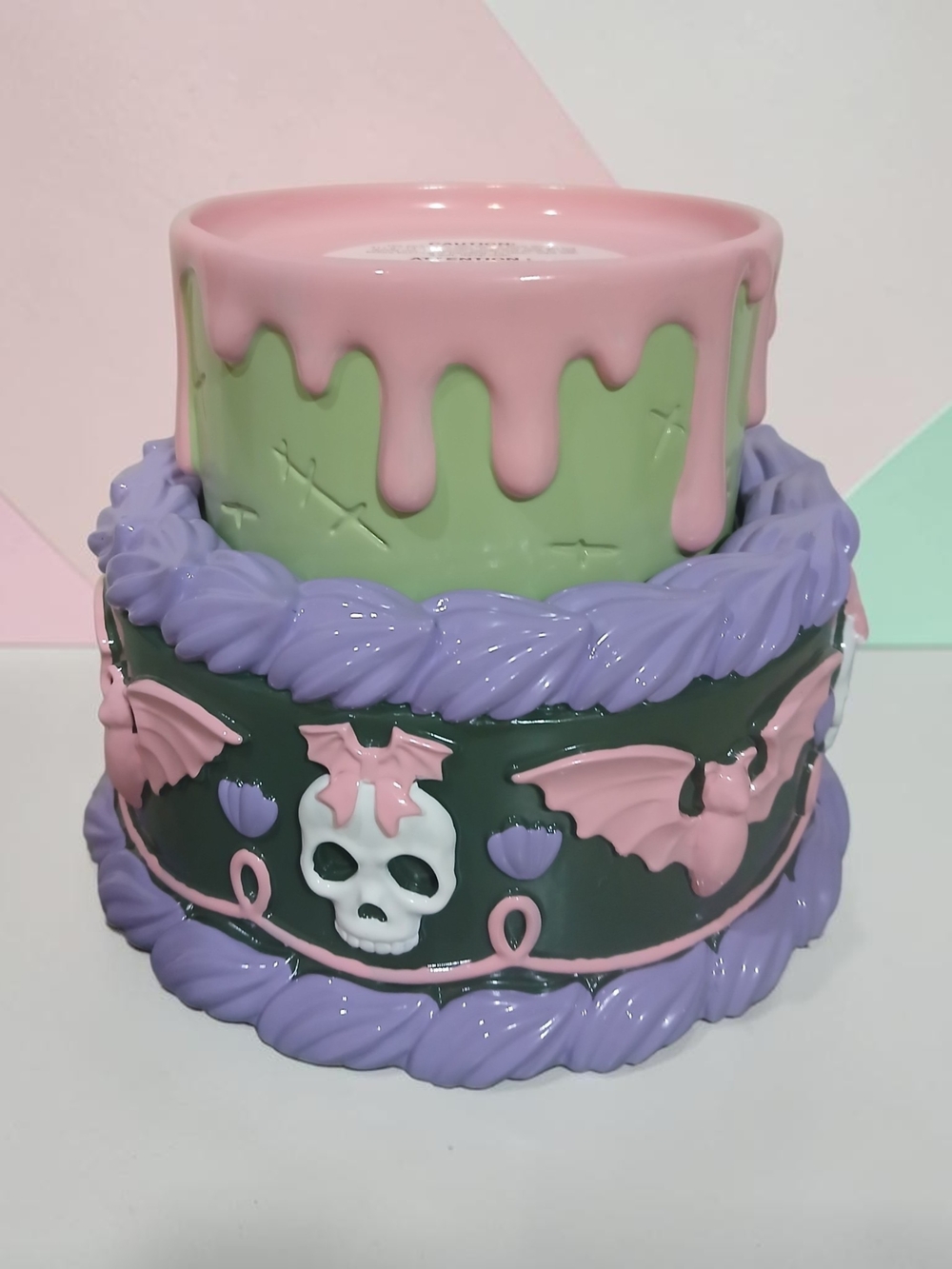Pastel Gothic Decorative Cake Candle Holder - Pink, Green & Purple
